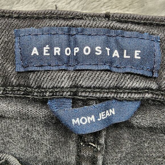 Aeropostale Jeans Womens 6R Faded Black Distressed Ripped Mom High Rise Stretch - Picture 9 of 16